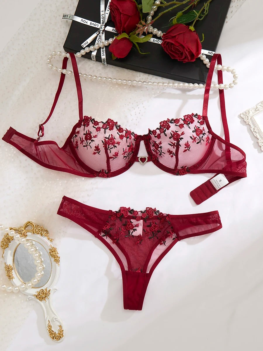 Wine red heart shaped set